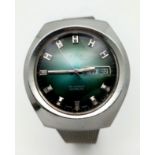 A Vintage Avia 25 Jewel Automatic Gents Watch. Stainless steel strap and case - 38mm. Green dial