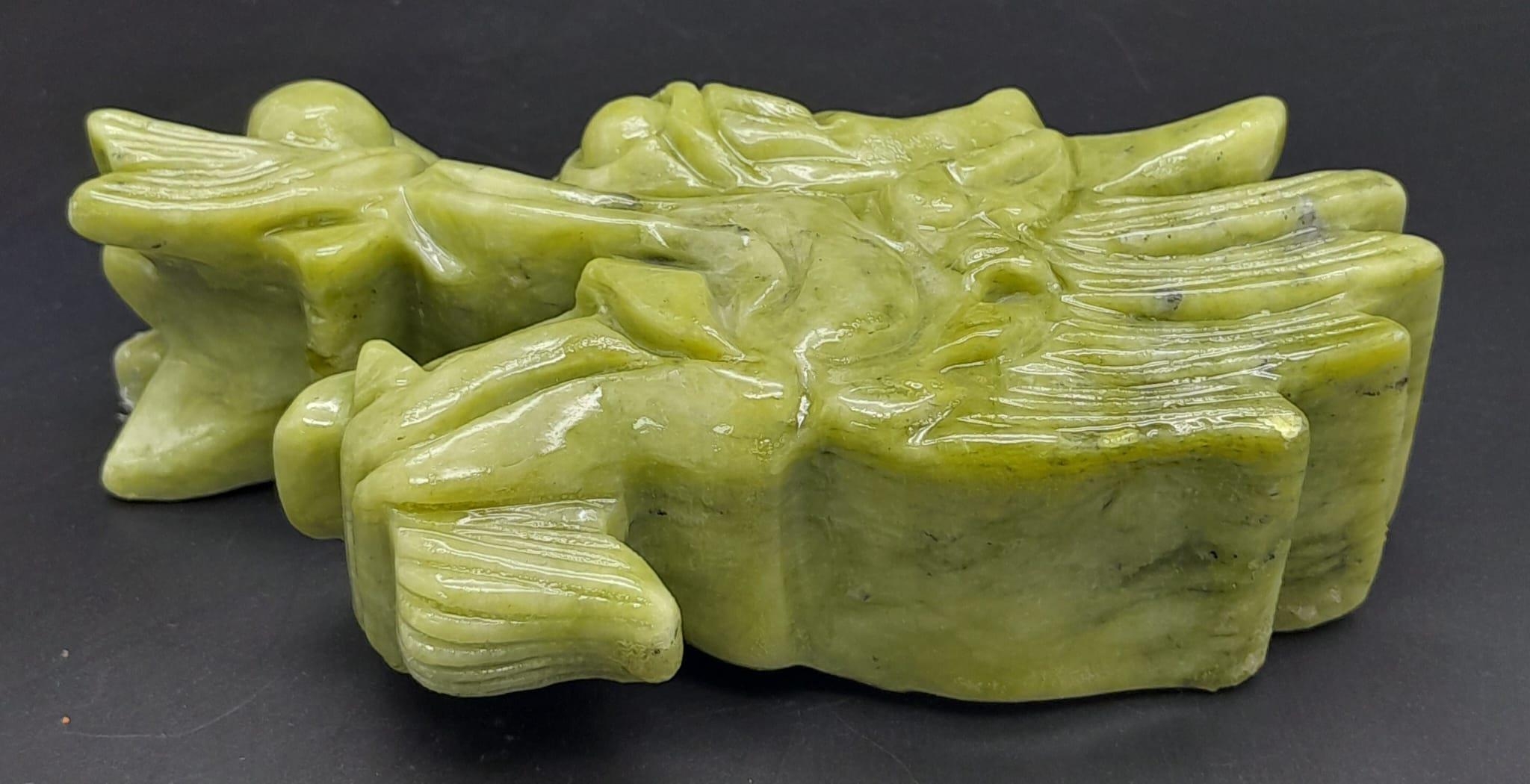 A Chinese Green Jade Dragon's Head Figure. The perfect ornament.... Or paperweight. 15cm x 8cm. 570g - Image 4 of 6