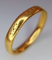 An Antique 22K Gold Octagonal Band Ring. Full UK hallmarks. Size L. 3.7g weight.