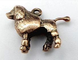 A Vintage 9K Yellow Gold Poodle Pendant or Charm. 18mm. 2.85g