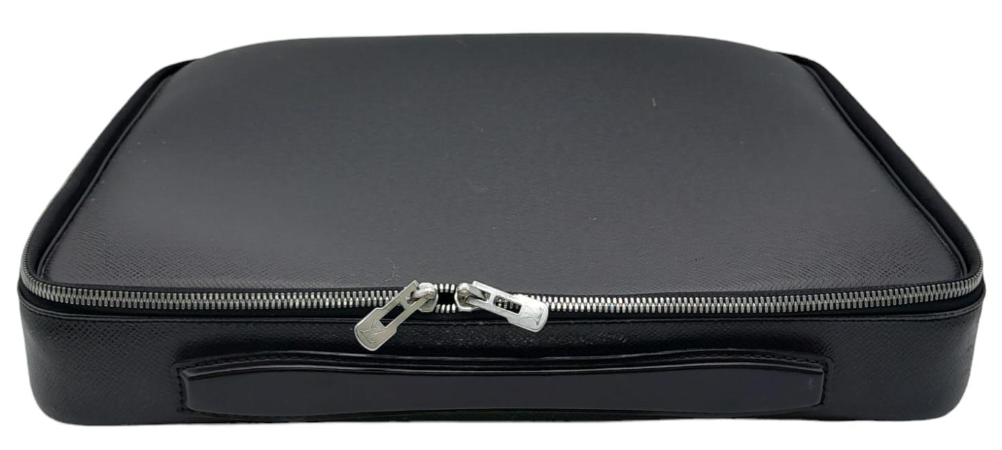 A Louis Vuitton Black Odessa Laptop Bag. Taiga leather exterior with two pockets, handle on the top. - Image 5 of 10