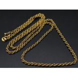 An 18K Yellow Gold Rope Necklace. 47cm length. 10.12g weight.