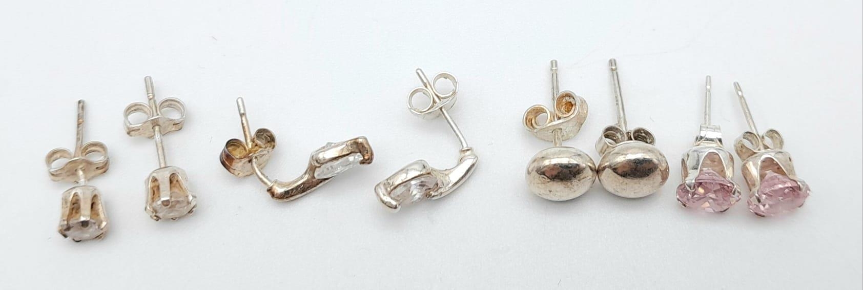 Four pairs of 925 Silver Different Style Stud Earrings. - Image 2 of 2