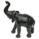 A Mid Century Liberty of London Black Leather Large Elephant Figure - 74cm x 66cm. Slight wear.