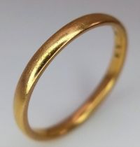 A Vintage 22K Yellow Gold Band Ring. Size N. 2.59g