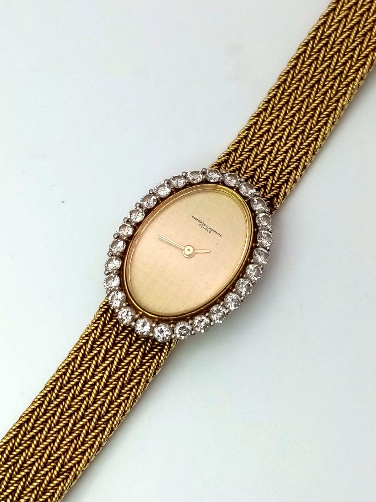 A Vacheron-Constantin 18K Yellow Gold and Diamond Ladies Watch. Gold bracelet and oval case - - Image 7 of 9