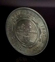 An 1897 South Africa Silver Half Crown - About UNC