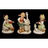 Four Hand-Made Vintage German Schaubach Kunst Children Porcelain Figures. All are marked Germany