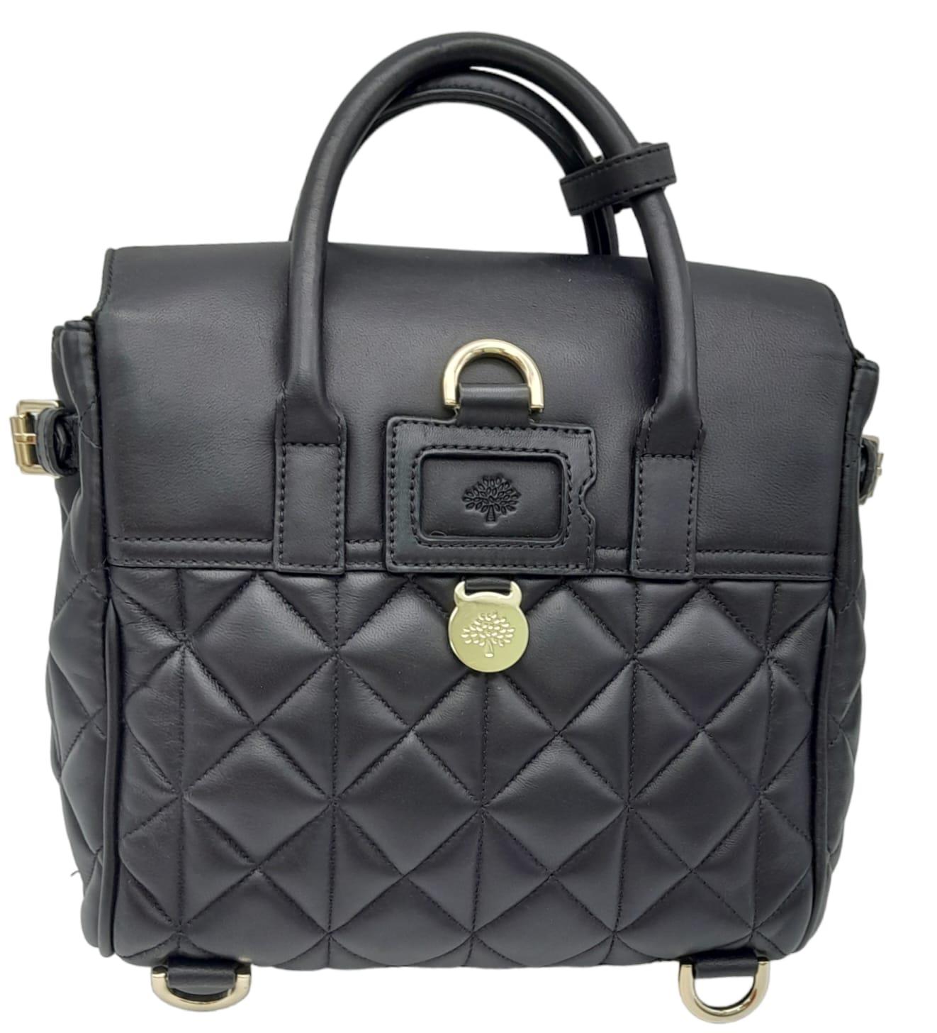 Mulberry Black Quilted Leather Cara Delevingne Convertible Bag. Versatile in design, it comes with - Image 4 of 11