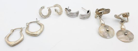 Four Pairs of 925 Silver Different Style Earrings.