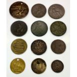 A Selection of Georgian and Victorian Copper Coins and Tokens - please see photos for finer details.