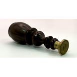 An Excellent Condition 19th Century Antique Wood and Brass Seal Size: 7.5cm