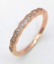 14K ROSE GOLD DIAMOND BAND RING 0.12CTW SIZE N WEIGHT: 2.1G