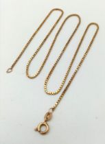 A 9 K yellow gold , square link chain necklace, length: 46 cm, weight: 4 g.