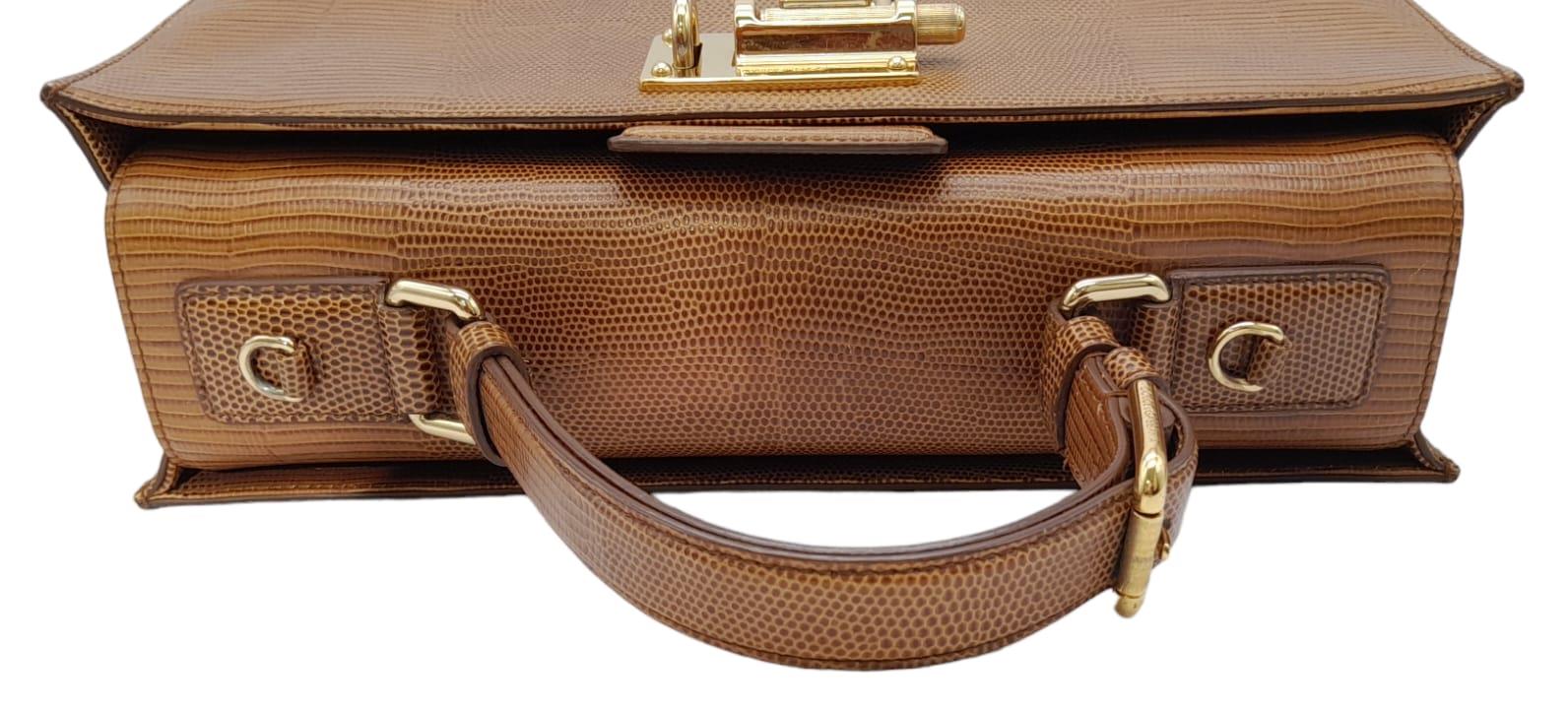 A Dolce & Gabbana Brown 'Monica' Bag. Lizard embossed leather exterior, with a single handle and - Image 6 of 16