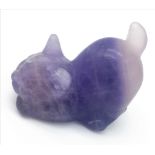 A Natural Fluorite Hand-Carved Crouching Pussy Figurine. 5cm x 5cm.
