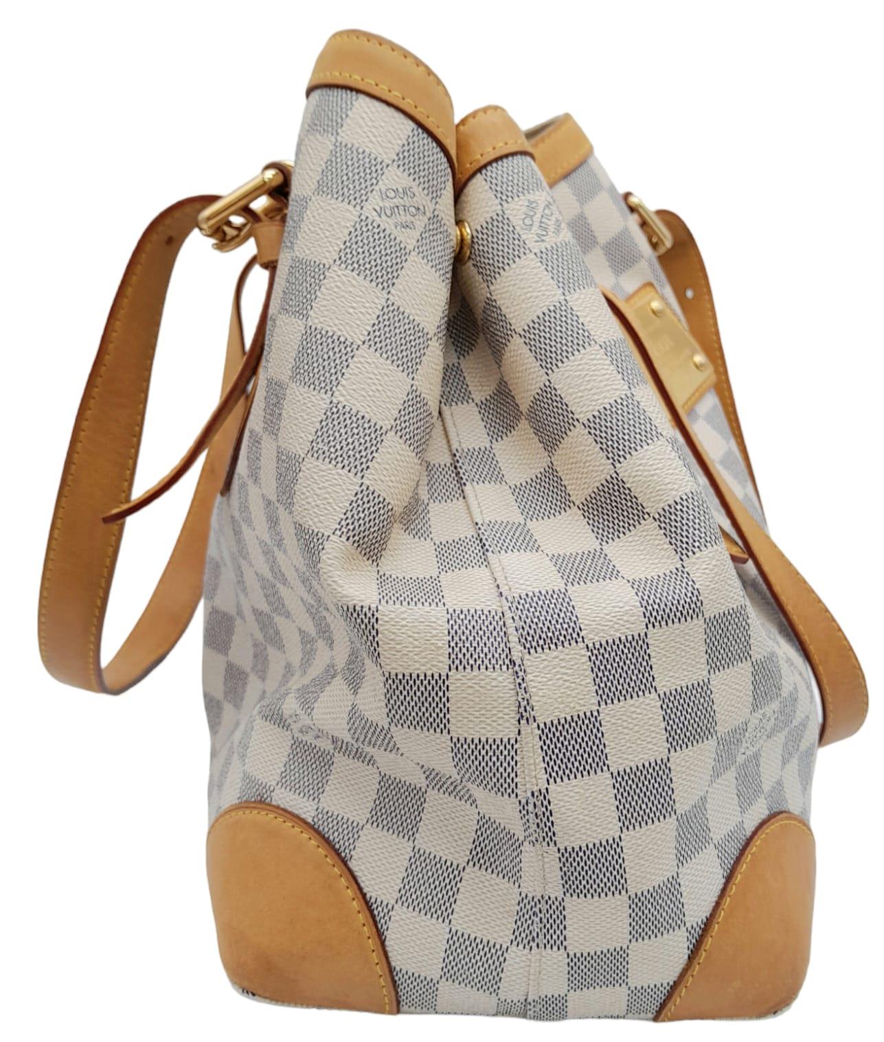 A Louis Vuitton Hampstead Bag. Damier azur leather exterior with gold-tone hardware, and snap hook - Image 3 of 10