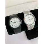 2 x GENTLEMANS CASIO QUARTZ WRISTWATCHES. To include a stainless steel day/date model together