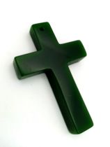 A Green Jade Cross Pendant. 5.5cm x 3.5cm.