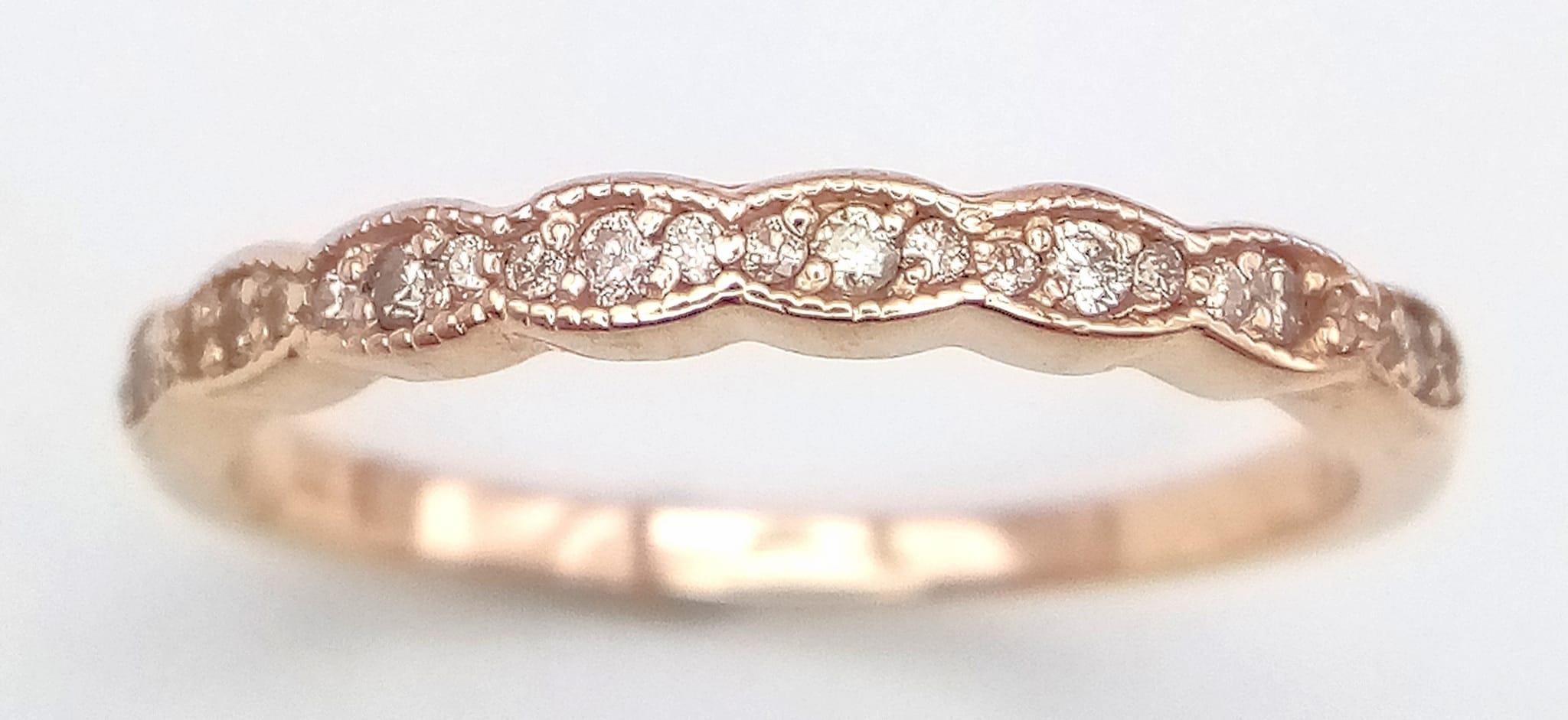 14K ROSE GOLD DIAMOND BAND RING 0.12CTW SIZE N WEIGHT: 2.1G - Image 2 of 4