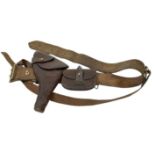 WW1 British Officers Sam Brown Belt with .455 Webley Holster & Ammo Pouch.