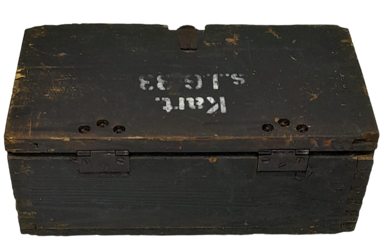 WW2 German 15cm Sig 33 Cartridge Box with original labels, stencils, and internals. - Image 4 of 7