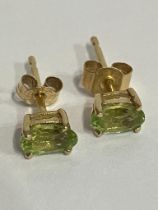 Pair of 9 carat GOLD and PERIDOT STUD EARRINGS, Set with beautiful faceted Oval Cut PERIDOT and