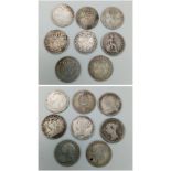 A Parcel of 8 Pre-1901, Queen Victoria Silver 3d’s. Dates: 1843, 1881, 1886 x 2, 1891, 1895, 1899,