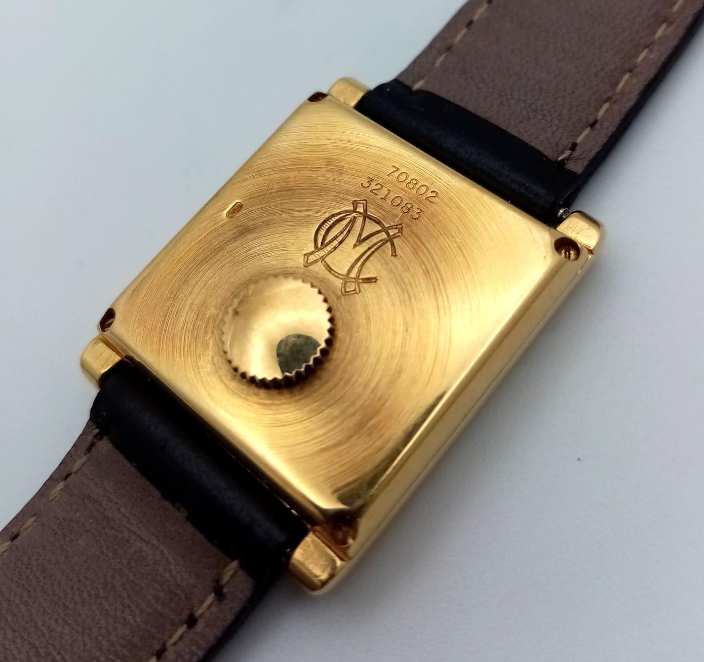 A Vintage 18k Gold Piaget Quartz Ladies Watch. Black leather strap with 18k gold buckle. 18k gold - Image 5 of 7