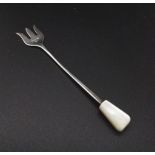 Sheffield Sterling Silver trident pickle fork with Mother of Pearl handle by renowned Emile Viner (