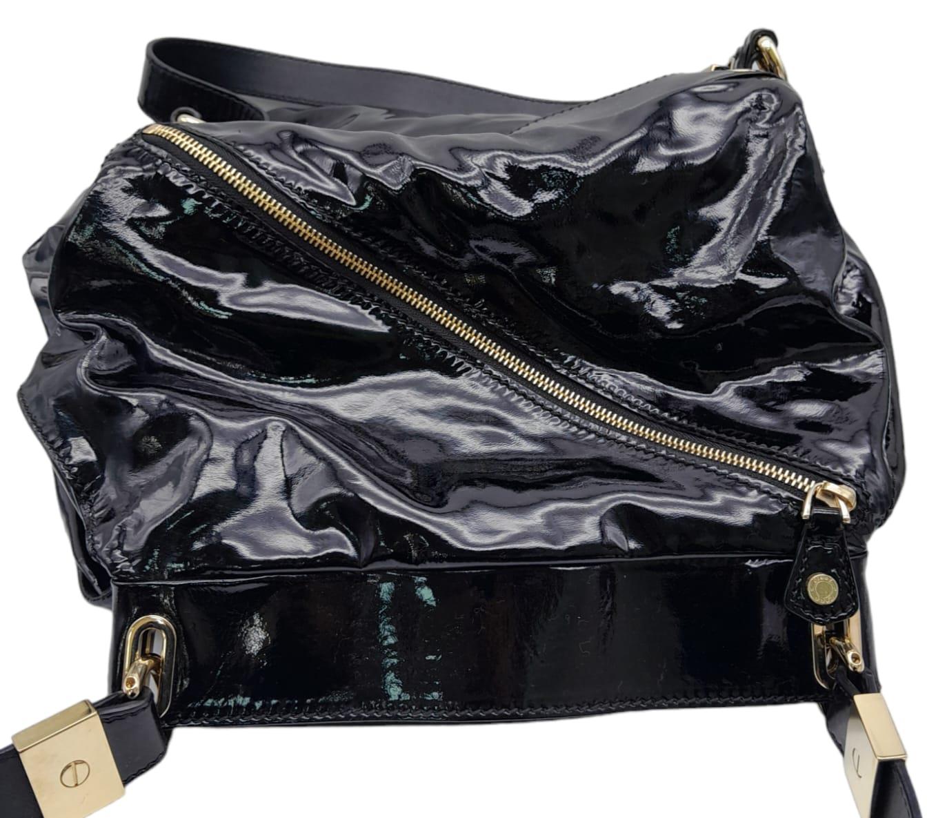 Jimmy Choo Black Patent Leather Handbag. Gorgeous feel to this handbag. Double strapped, with - Image 5 of 11