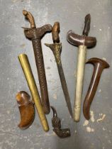 Three Vintage Kris Daggers with Scabbards - Some of the cross guards are loose but cam be re-