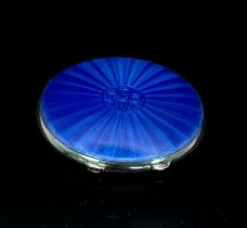 1944 BIRMINGHAM Silver Compact made by Joseph Gloster. Beautiful shimmery blue patterned top,