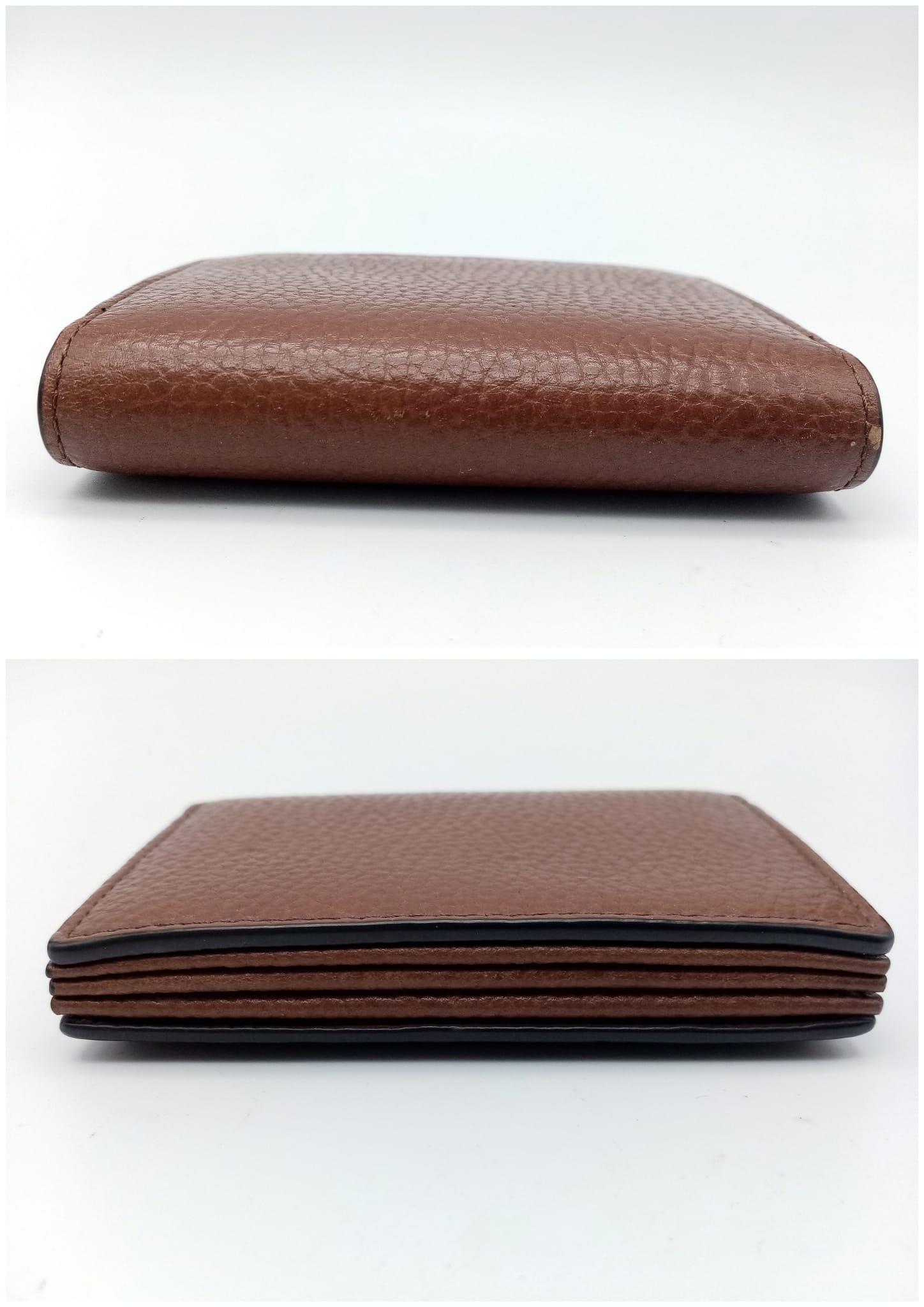A Mulberry Brown Coin Purse/Card Holder. Pebbled leather exterior. Flap opening with press stud - Image 3 of 5
