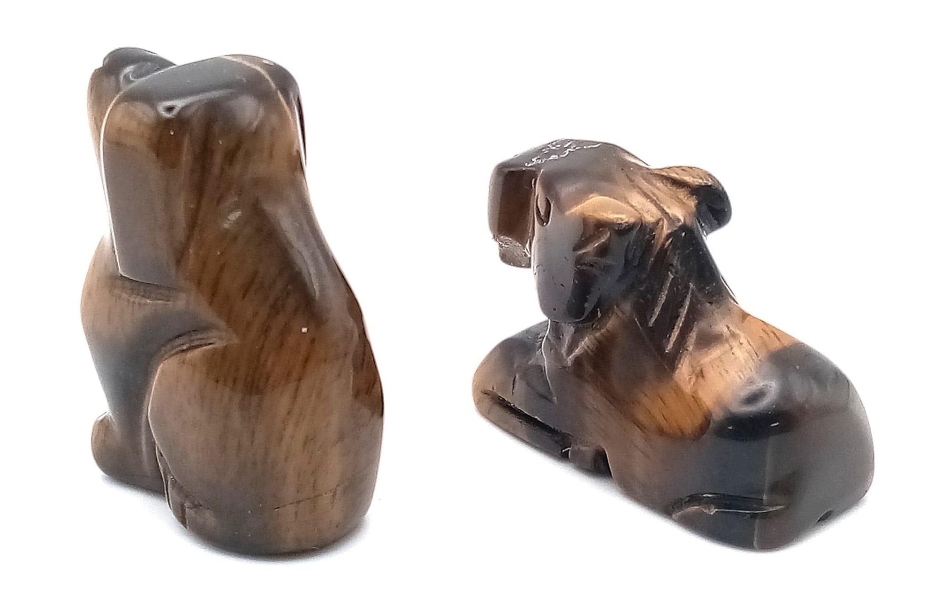 2 DOG FIGURES MADE IN ""TIGERS EYE"" 61gms 4cms - Image 2 of 5