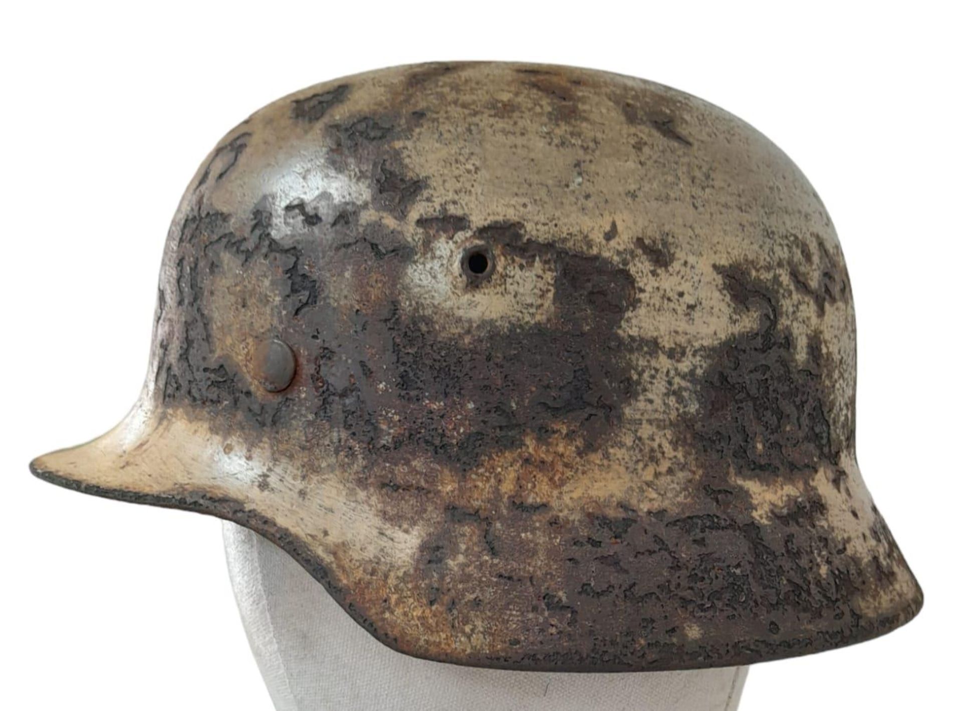 WW2 German M35 Helmet in Winter Camouflage.