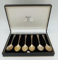 A Set of Six Vintage Sterling Silver Teaspoons. Hallmarks for Sheffield 1957. 9cm. 49g total weight.
