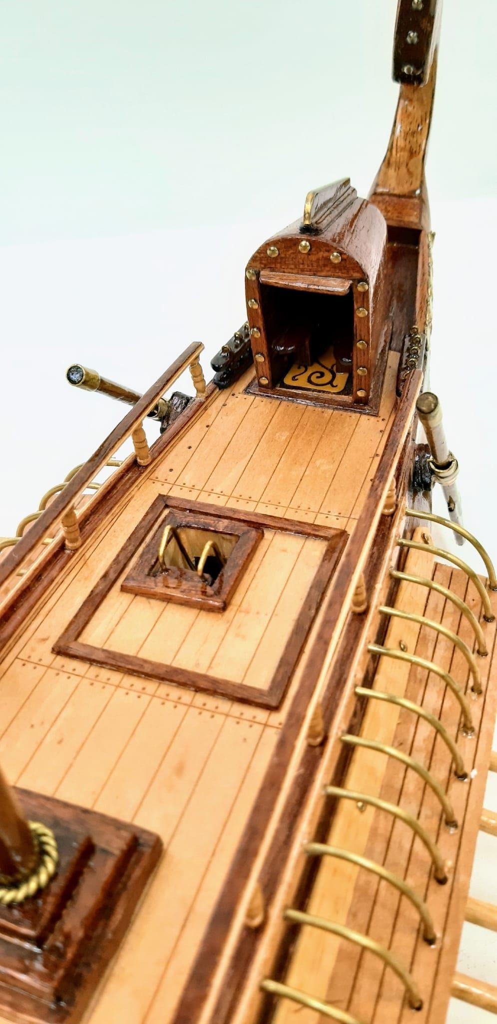 A Hand Crafted Wooden Viking Long Ship in Excellent Condition. 60cm in length. - Image 7 of 10