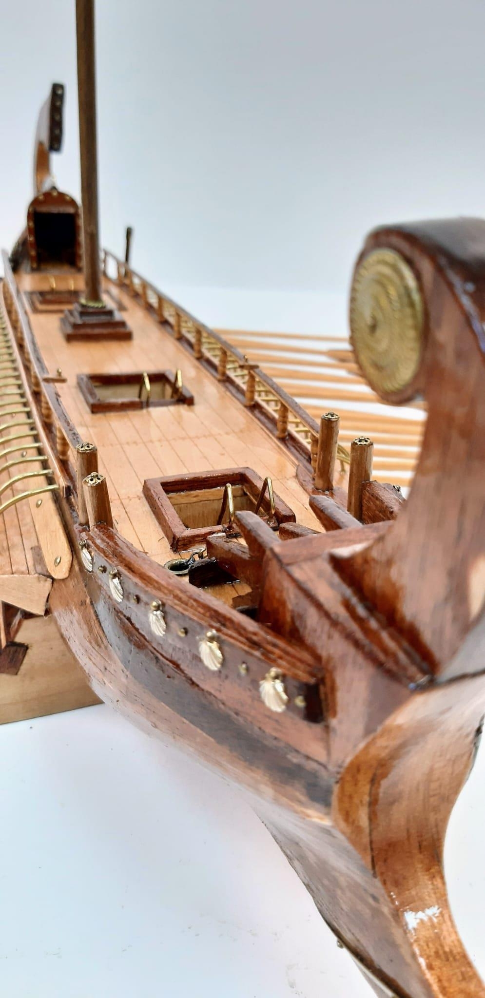 A Hand Crafted Wooden Viking Long Ship in Excellent Condition. 60cm in length. - Image 9 of 10