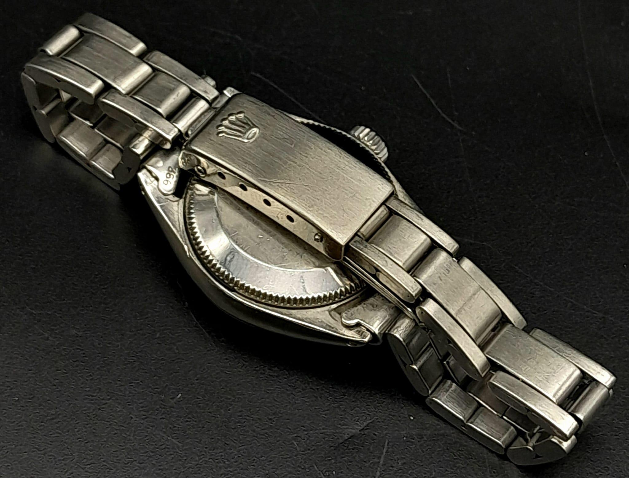 A Custom Rolex Oyster Perpetual Automatic Ladies Watch. Stainless steel bracelet and case - 25mm. - Image 9 of 12