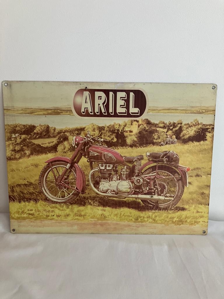 Vintage Metal SIGN for ARIEL MOTORCYCLES. 40 cm x 30 cm. (16” x 12”).