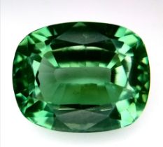 An 18ct Green/Blue Tourmaline Gemstone. Rectangular cut with no visible marks or inclusions. Comes