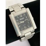 Gentlemans GILLEX QUARTZ WRISTWATCH, Rare model Finished in stainless steel, having large square