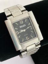 Gentlemans GILLEX QUARTZ WRISTWATCH, Rare model Finished in stainless steel, having large square