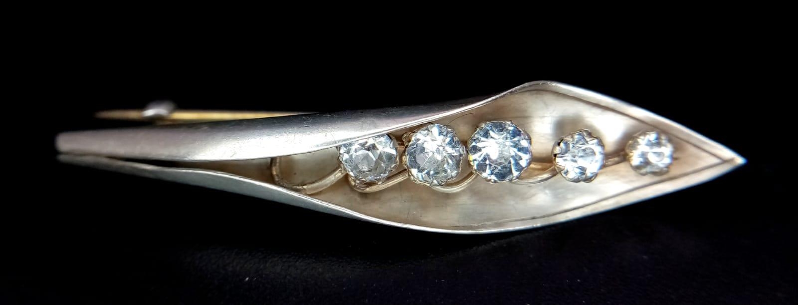 Antique Clear Gemstone Set Silver Flower Brooch by Albert Slade Chester. Hallmarked 1904. 4cm Wide.