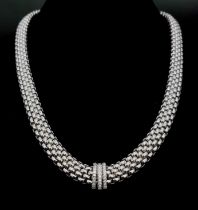 ORIGINALLY £13,390 THIS "FOPE" DESIGNER 18K WHITE GOLD NECKLACE WITH 3 DIAMOND BANDS IS NOW