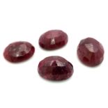 69.50ct Lot of 4 Natural Ruby, Color Enhanced, in Oval Faceted cut. Comes with the GLI certificate.
