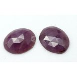 An 8ct Faceted Untreated Ruby Gemstones Pair. Oval Shapes.