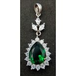 A Green and White Stone Pendant on 925 Silver.