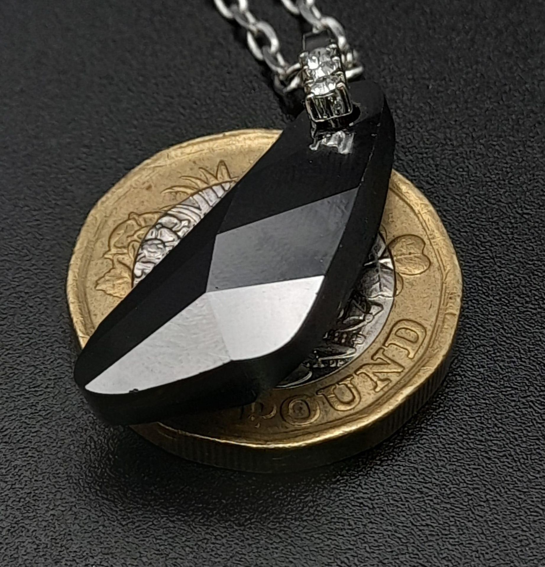 A silver with smoky quartz necklace. Total weight 6.82 grams. Total length 45 cm. - Bild 5 aus 6
